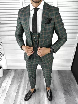 Costum barbati slim fit in carouri B8195 O2-3.2